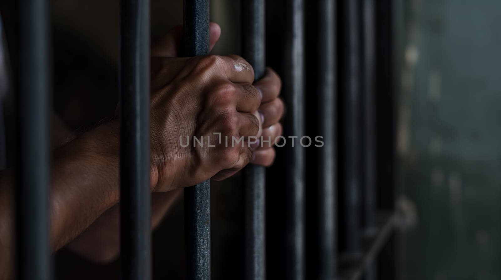 Gripping the Bars: A Close-Up of Hands in Confinement by chrisroll