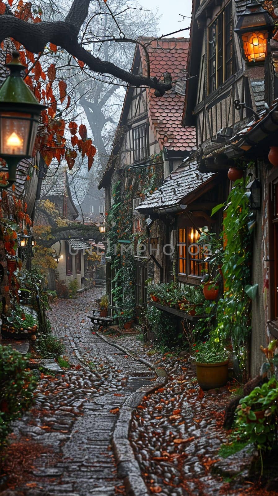 A cobblestone alleyway in an old European town, evoking history and charm.