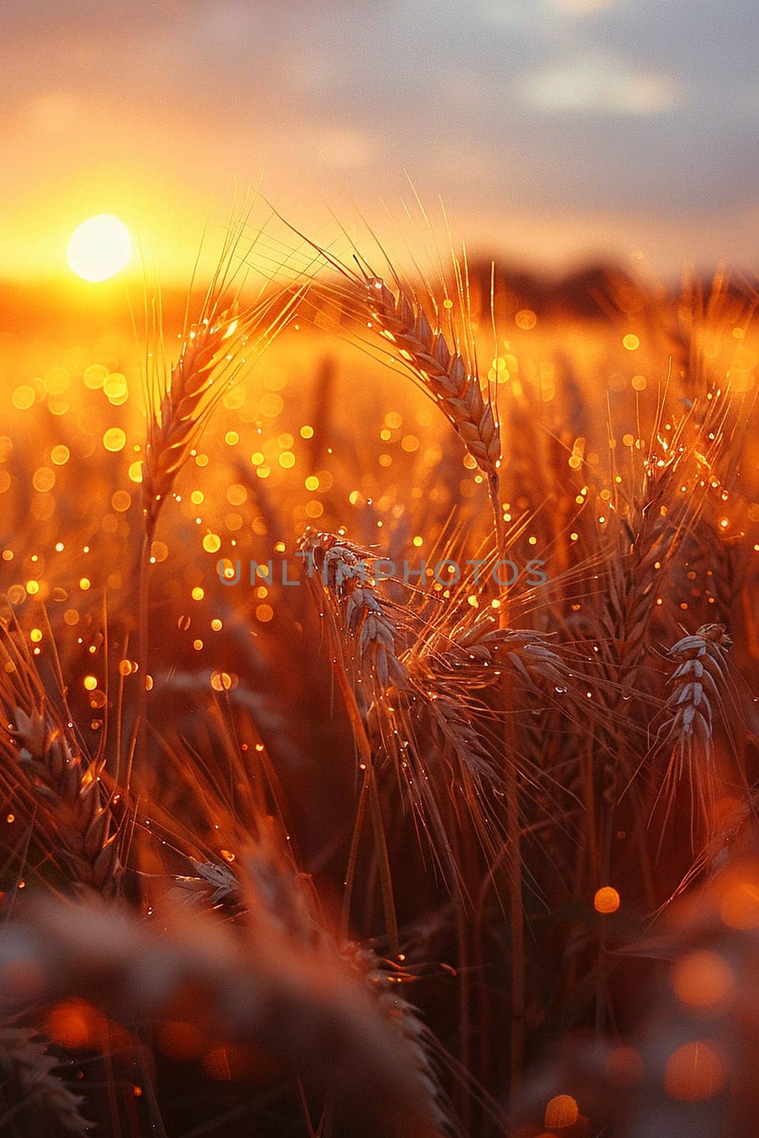 Waves of grain in a field at sunset by Benzoix