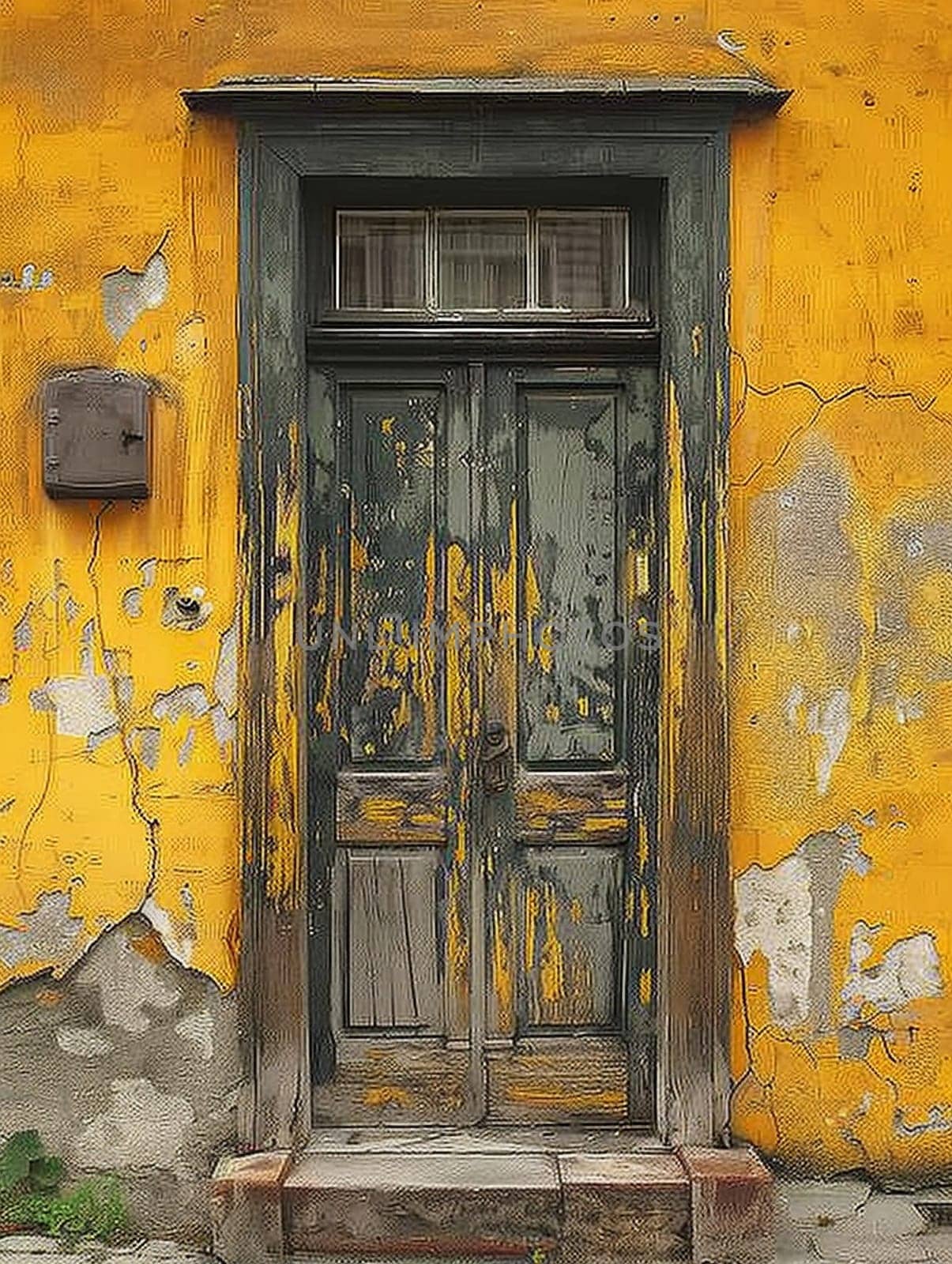 A weathered wooden door in a historic building by Benzoix