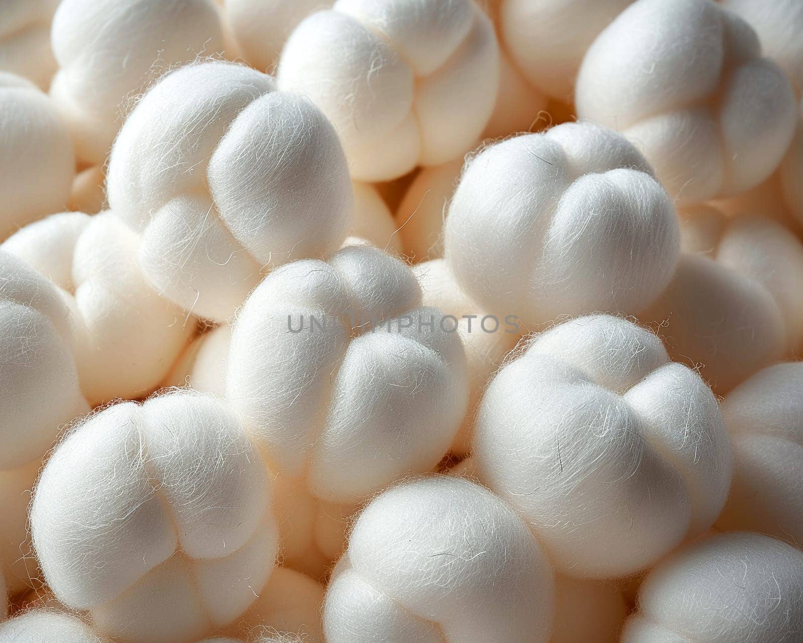 Close-up of fluffy cotton balls, suitable for soft and natural backgrounds.