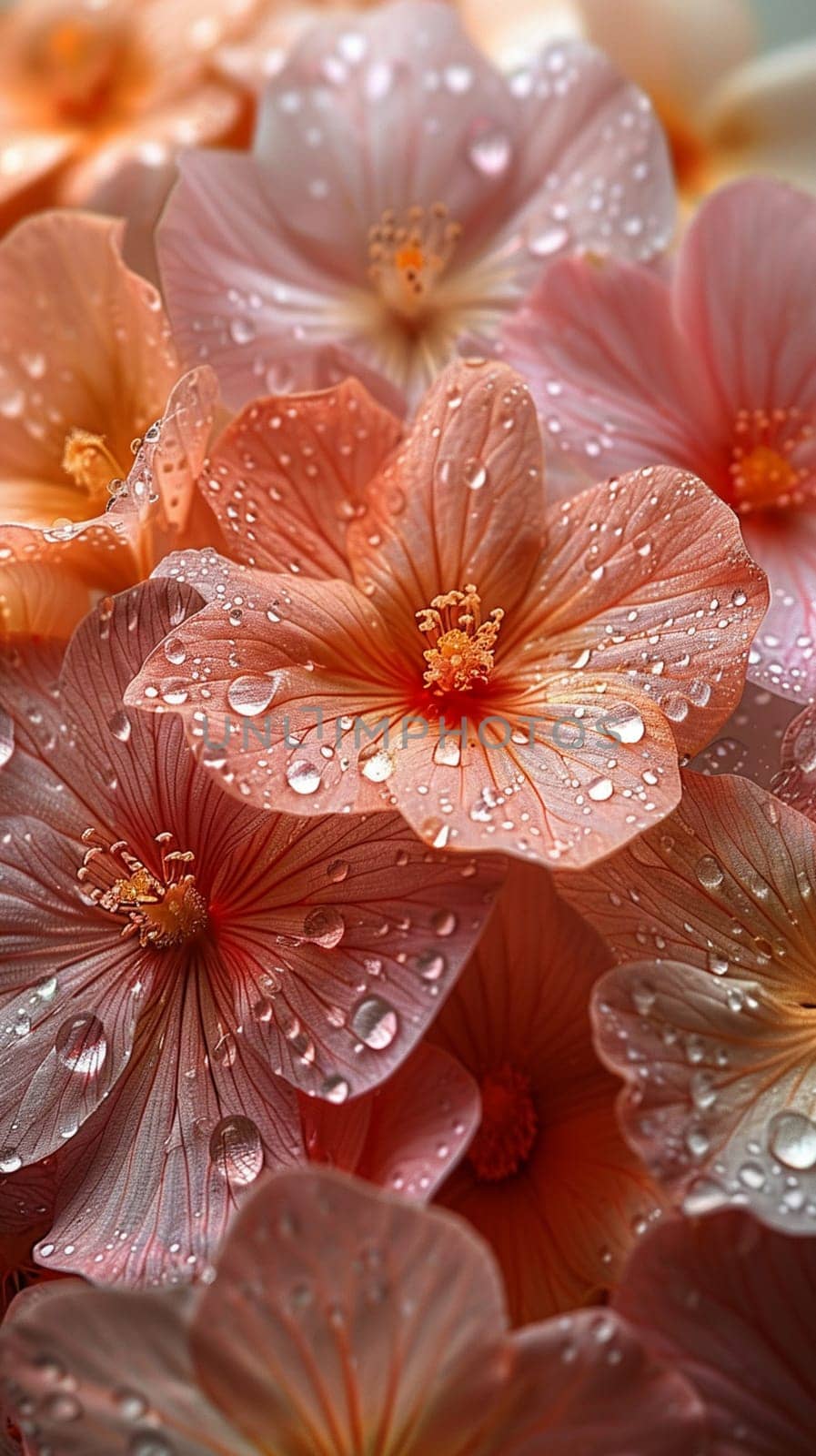 Delicate flower petals close-up with dew, for beauty and nature-inspired projects.