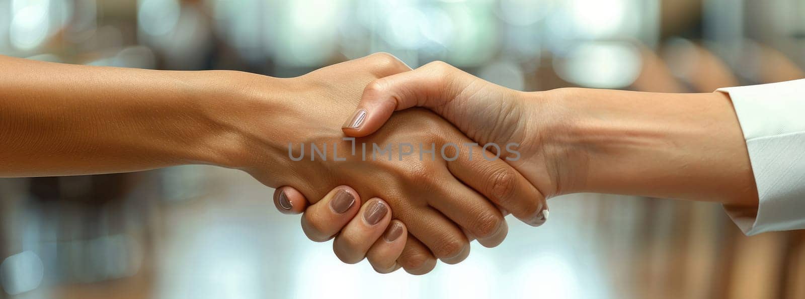 a close up of two people shaking hands . High quality