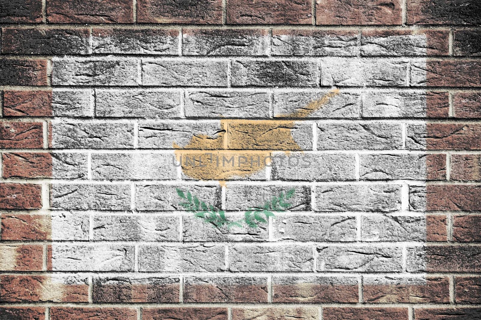 Cyprus flag painted on brick wall by VivacityImages