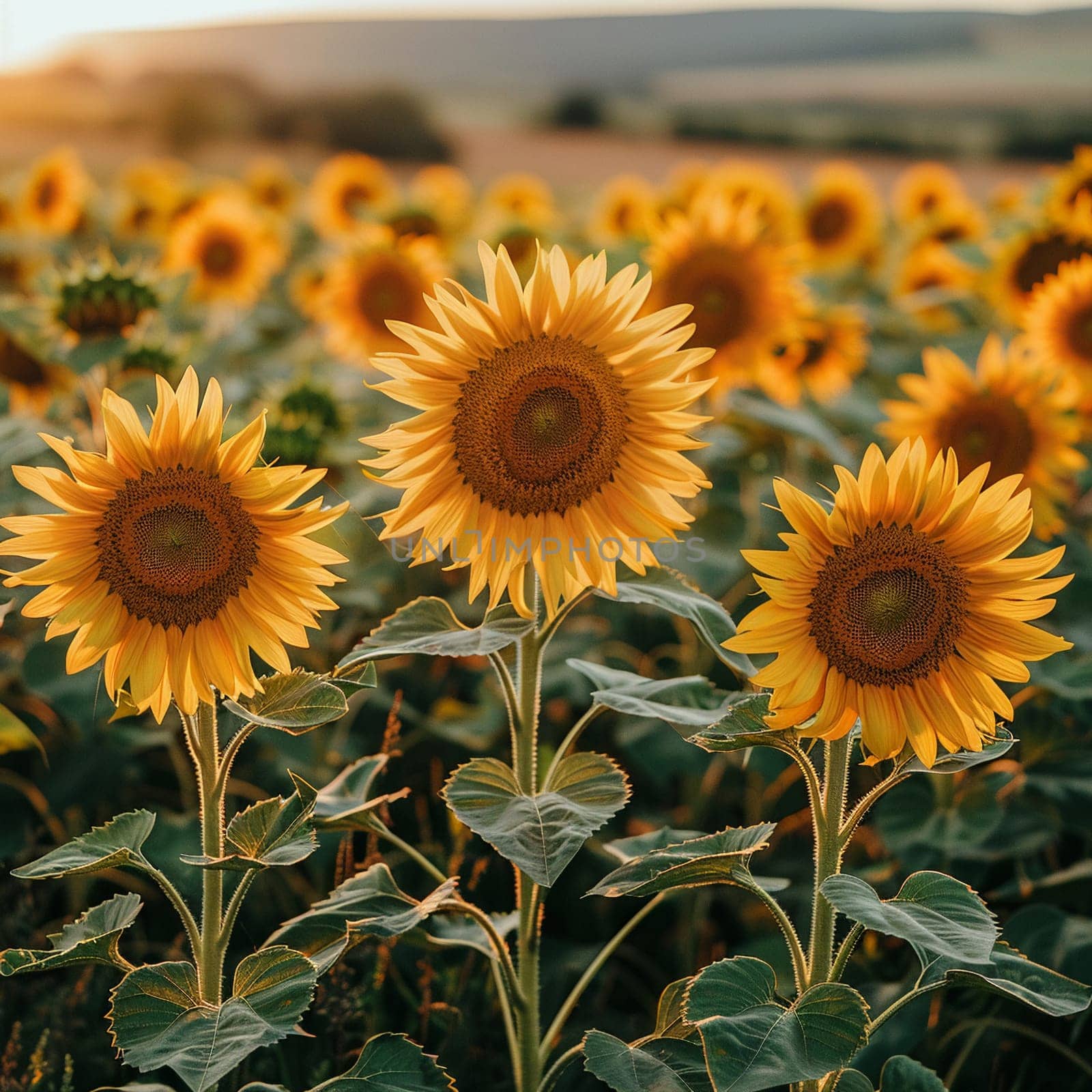 A field of sunflowers facing the sun, representing growth and positivity.