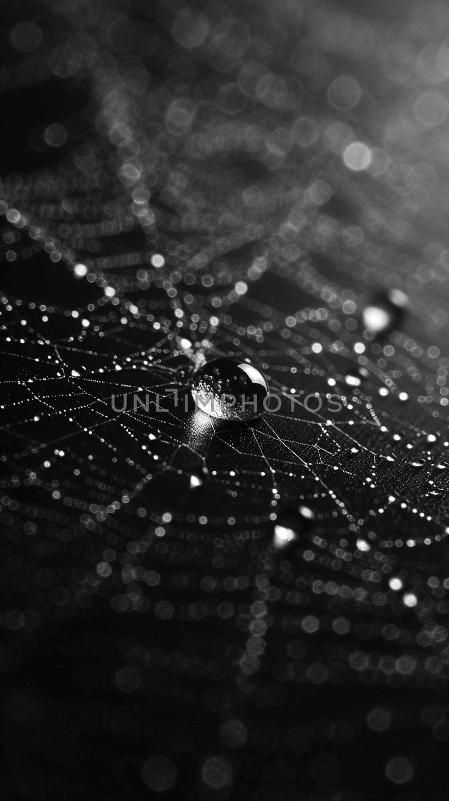 Close-up of water droplets on a spider web, illustrating nature's delicate balance.