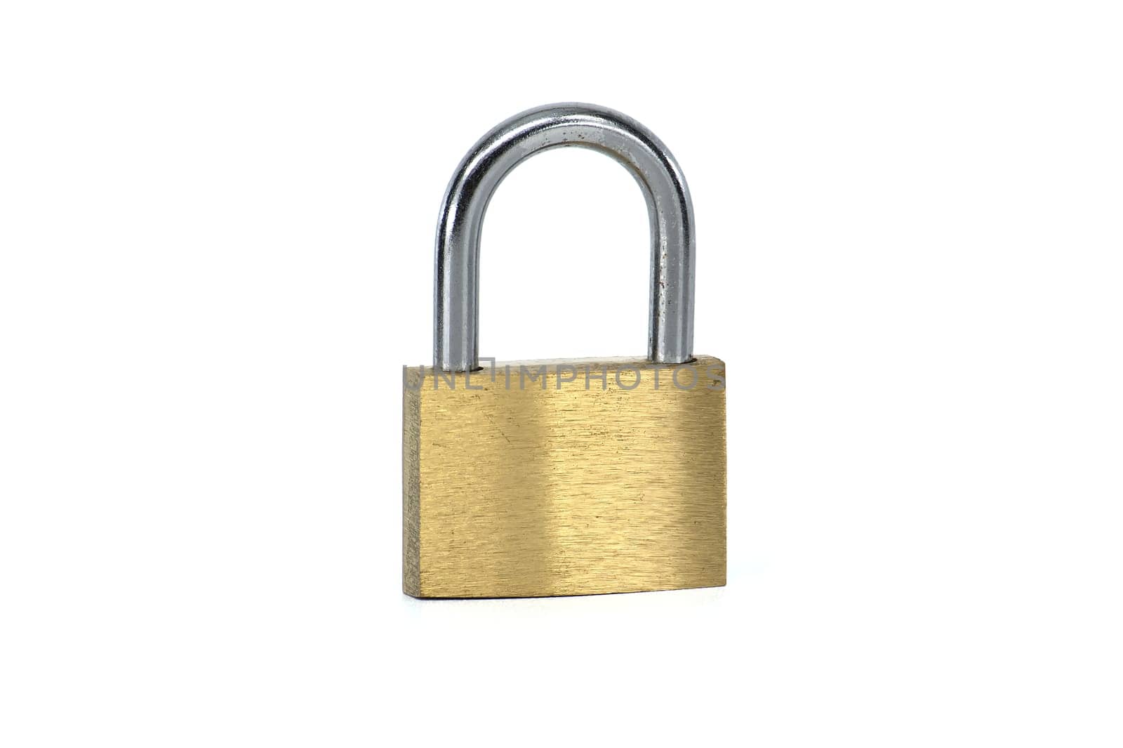 Brass pad lock isolated on the white background by NetPix