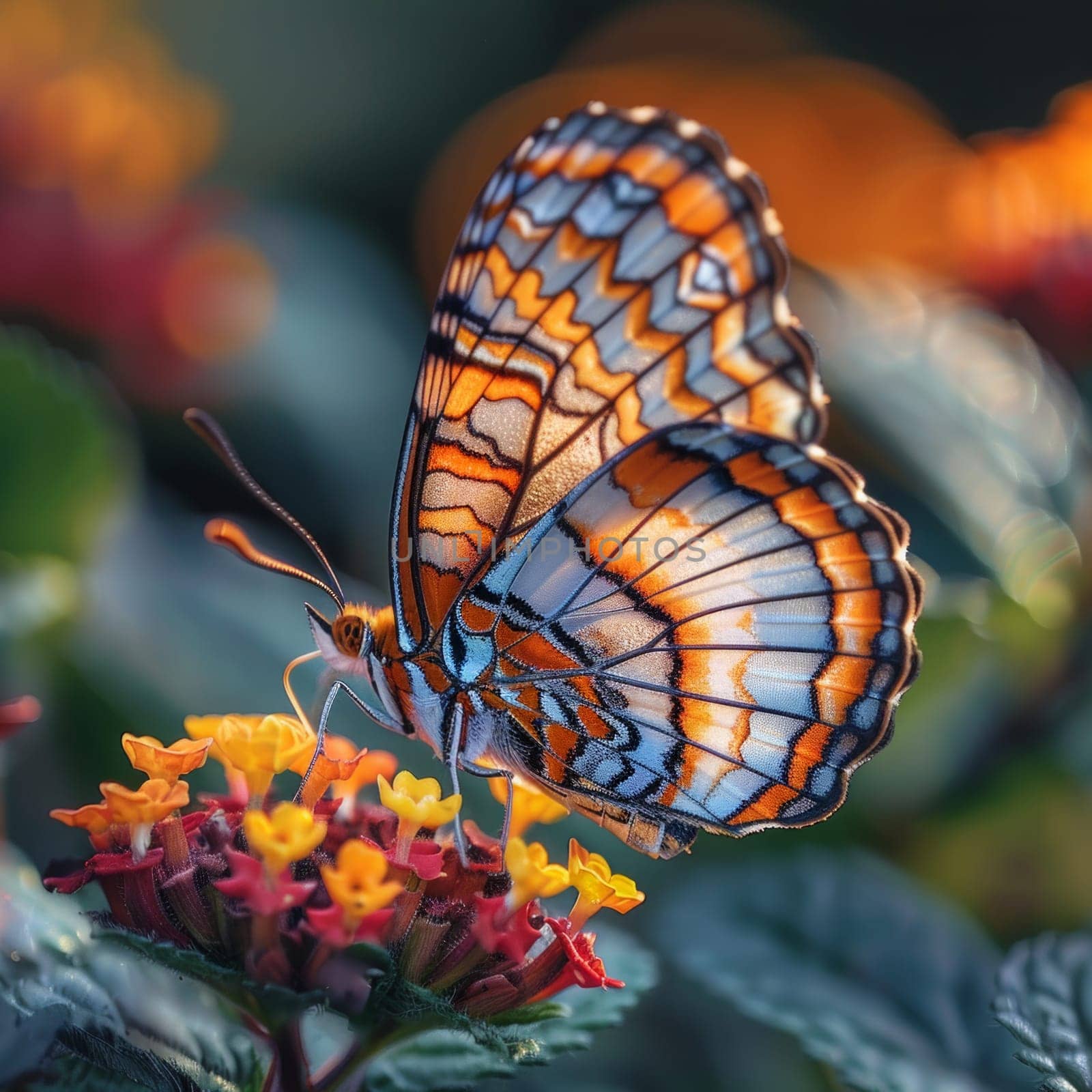 A stunning butterfly delicately rests on a vibrant flower, showcasing the intricate beauty of natures creatures.