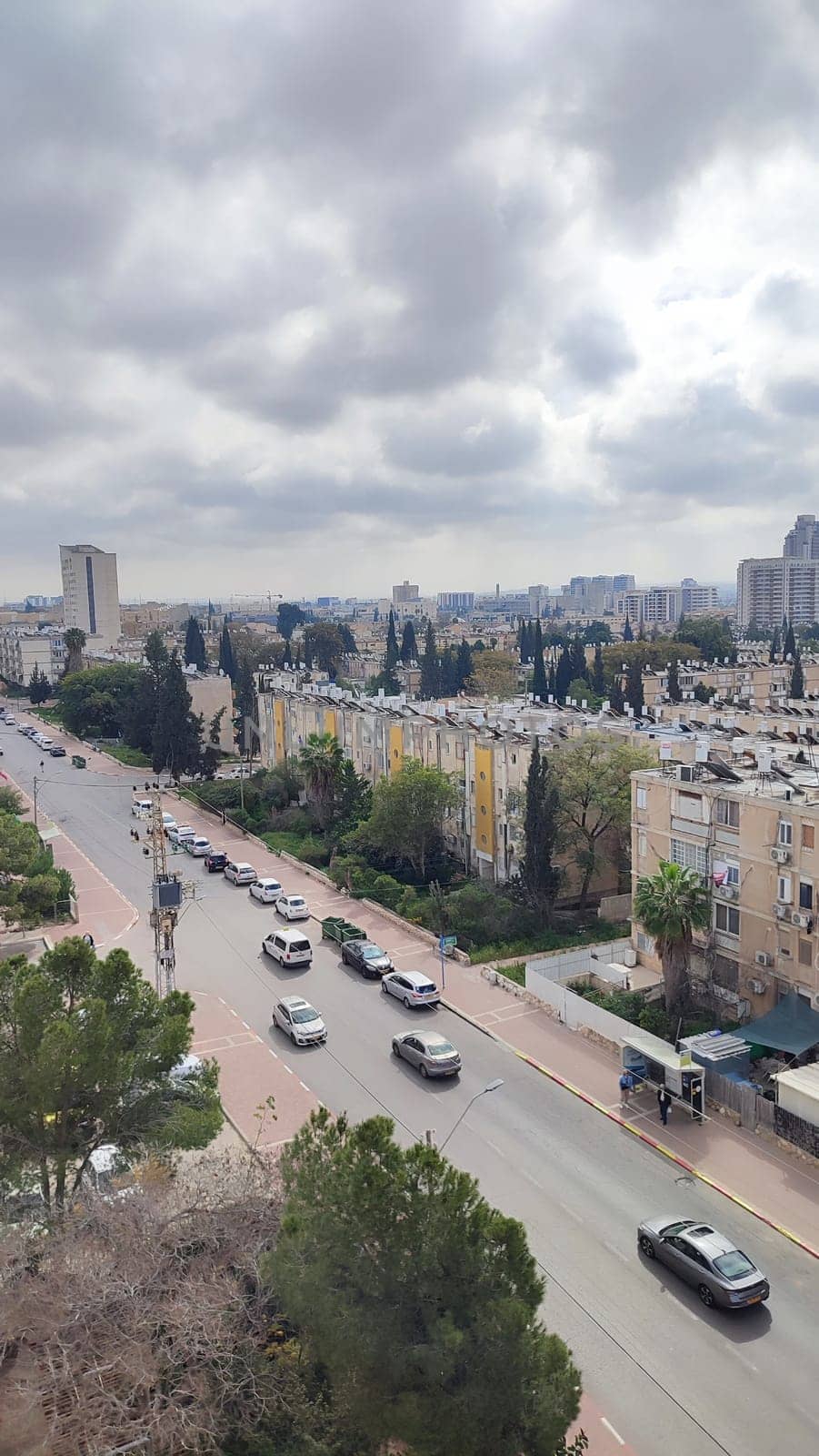 City top view, landscape blue gray light sky nature white clouds whether background . High quality photo