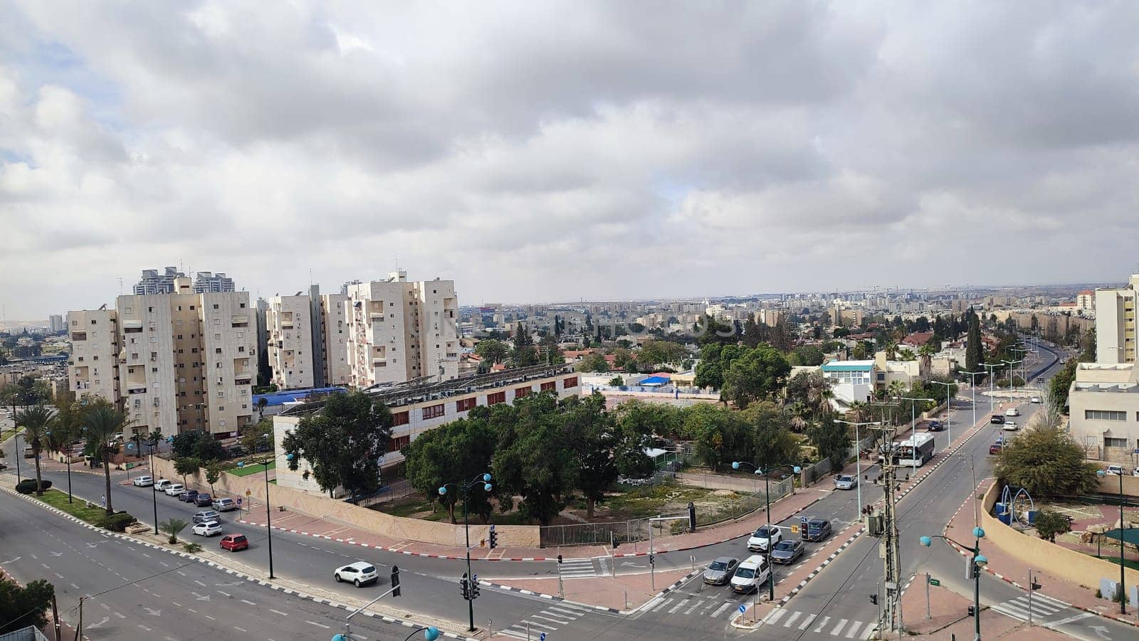 City top view, landscape blue gray light sky nature white clouds whether background . High quality photo