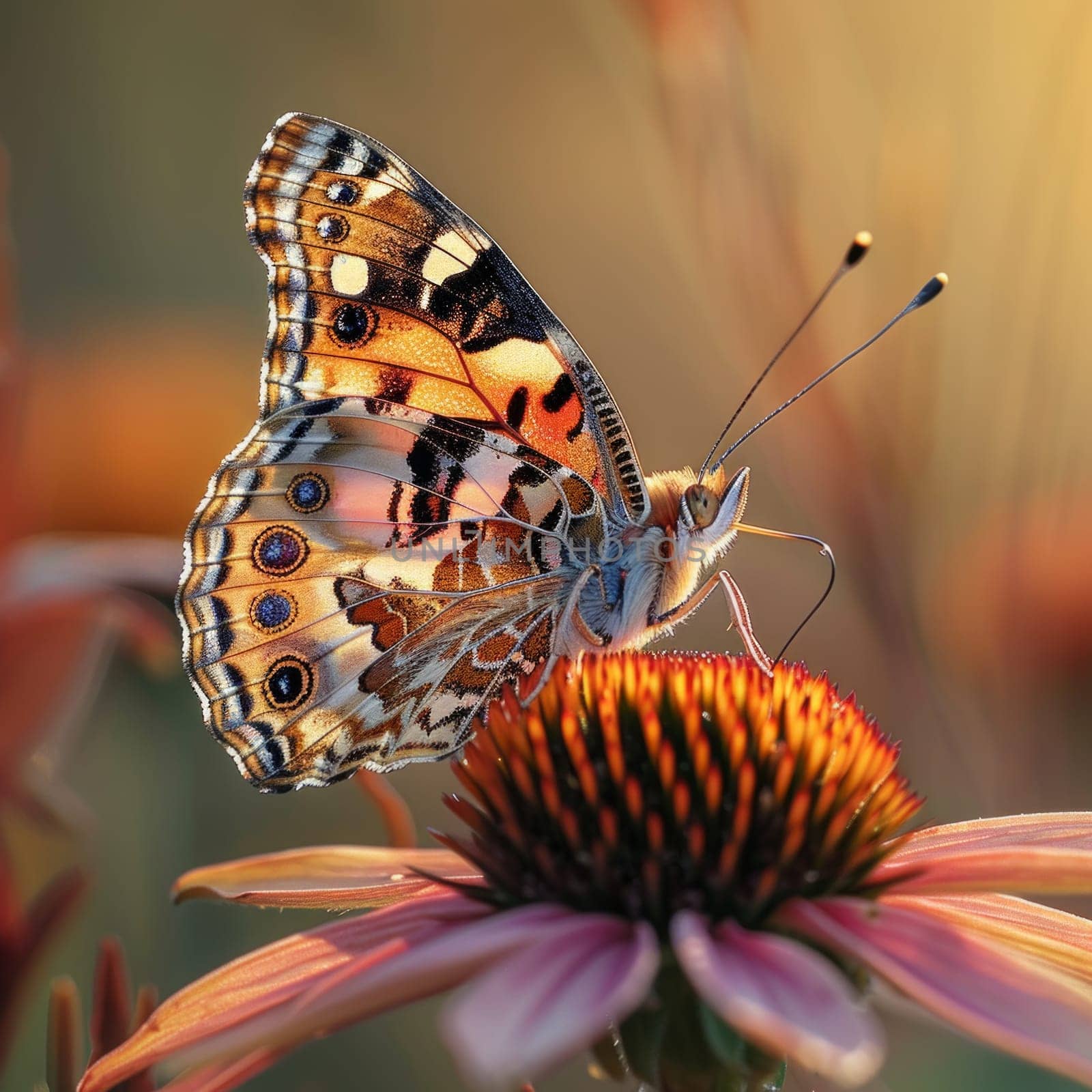A vibrant butterfly delicately perched on a colorful flower, showcasing the beauty of nature up close by but_photo