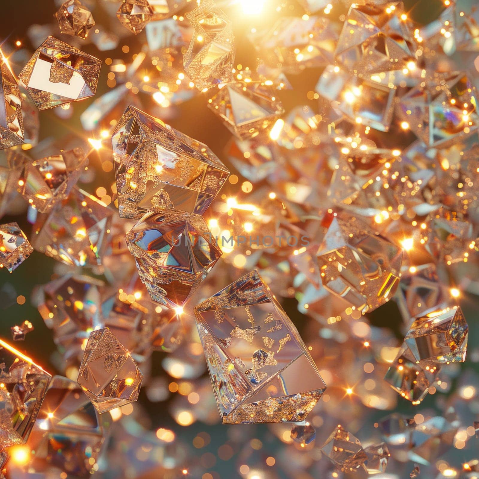 A close-up capturing a gleaming bunch of diamonds, reflecting light and radiating brilliance against a glass background.