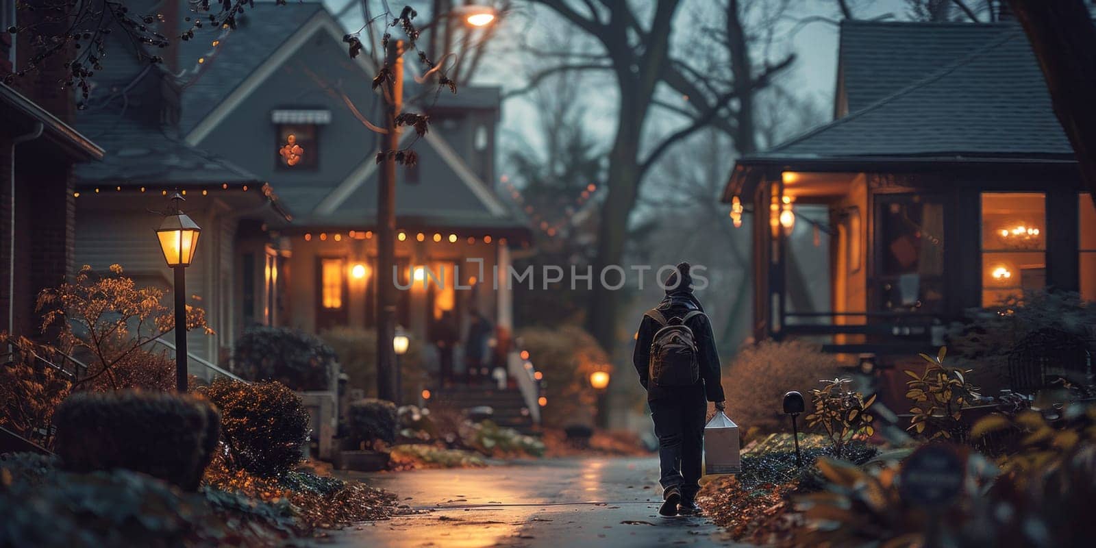 Person Walking Down Street at Night by but_photo