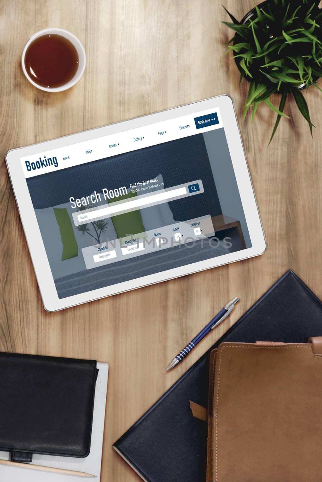 Online hotel accommodation booking website provide modish reservation system . Travel technology concept .