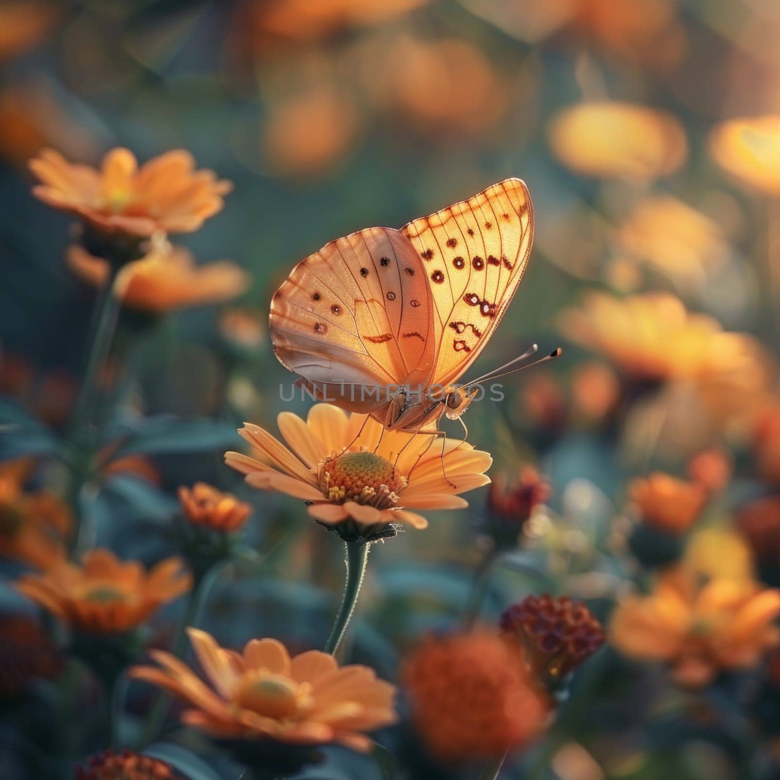 A colorful butterfly gently perched on a vibrant yellow flower, creating a serene and captivating moment in nature.