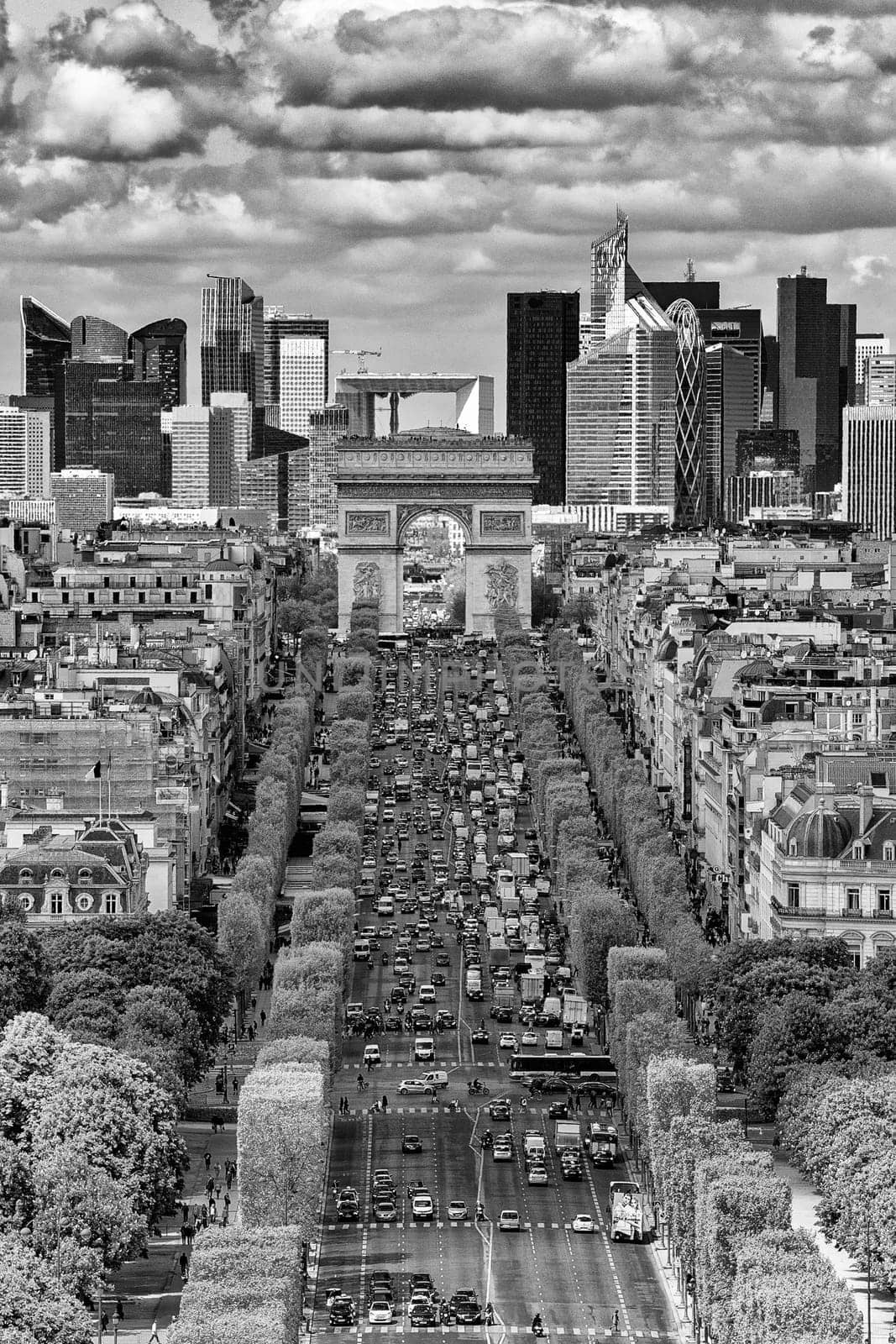 Paris aerial view landscape panorama in b&w by AndreaIzzotti
