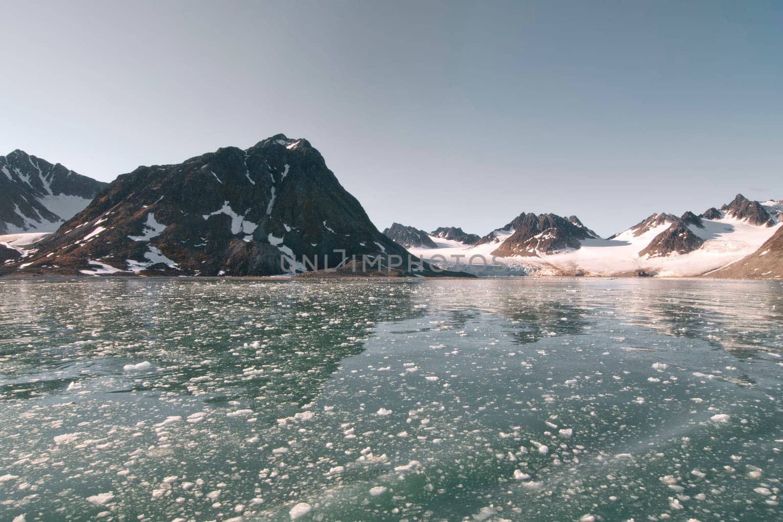 Svalbard Spitzbergen Islands Glacier view with small iceberg