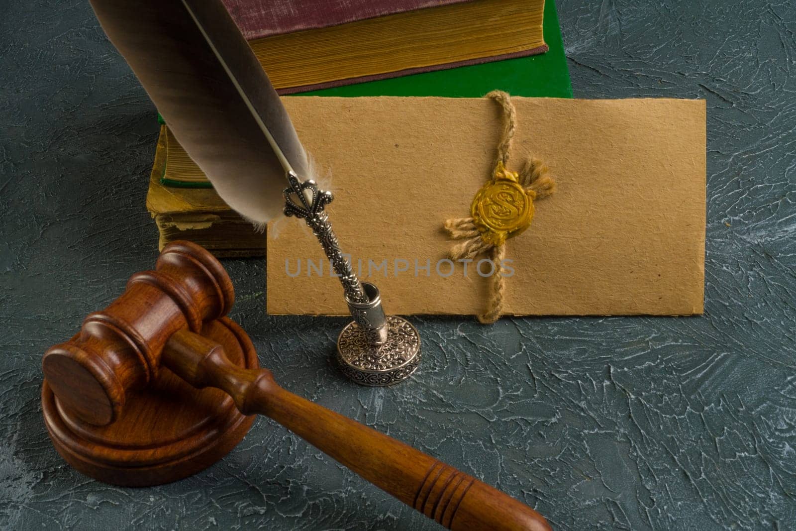 Law concept with stamp in courtroom. law judge contract court legal trust legacy stamp. by zartarn