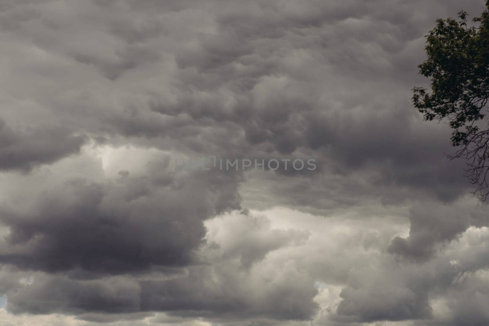 Dark clouds on sky before rainy and storm - image