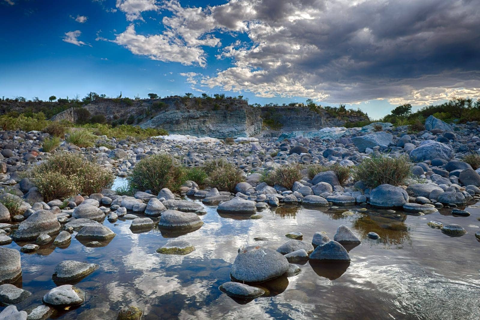 Mexico baja california landscape beautiful colors of a creek panorama in stone desert