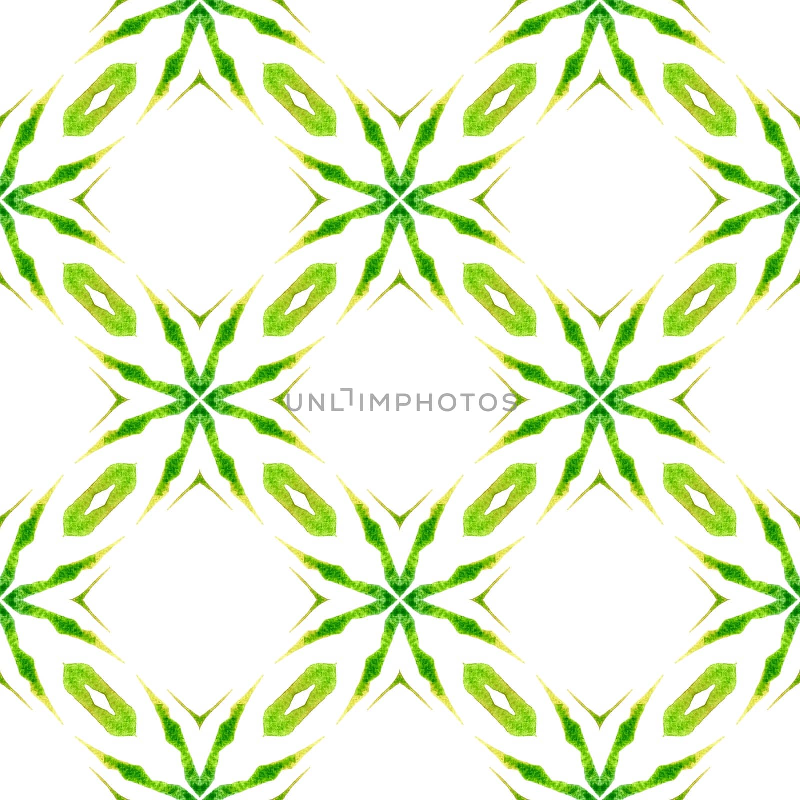 Medallion seamless pattern. Green brilliant boho chic summer design. Watercolor medallion seamless border. Textile ready fabulous print, swimwear fabric, wallpaper, wrapping.
