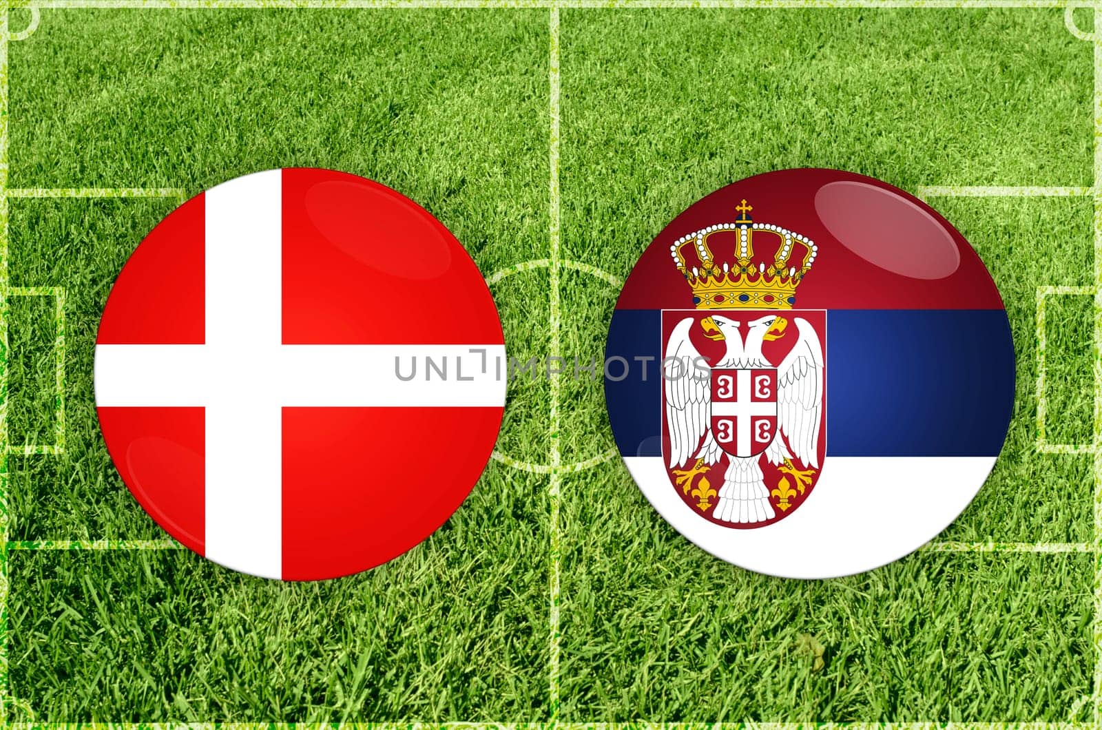 Denmark vs Serbia football match by rusak