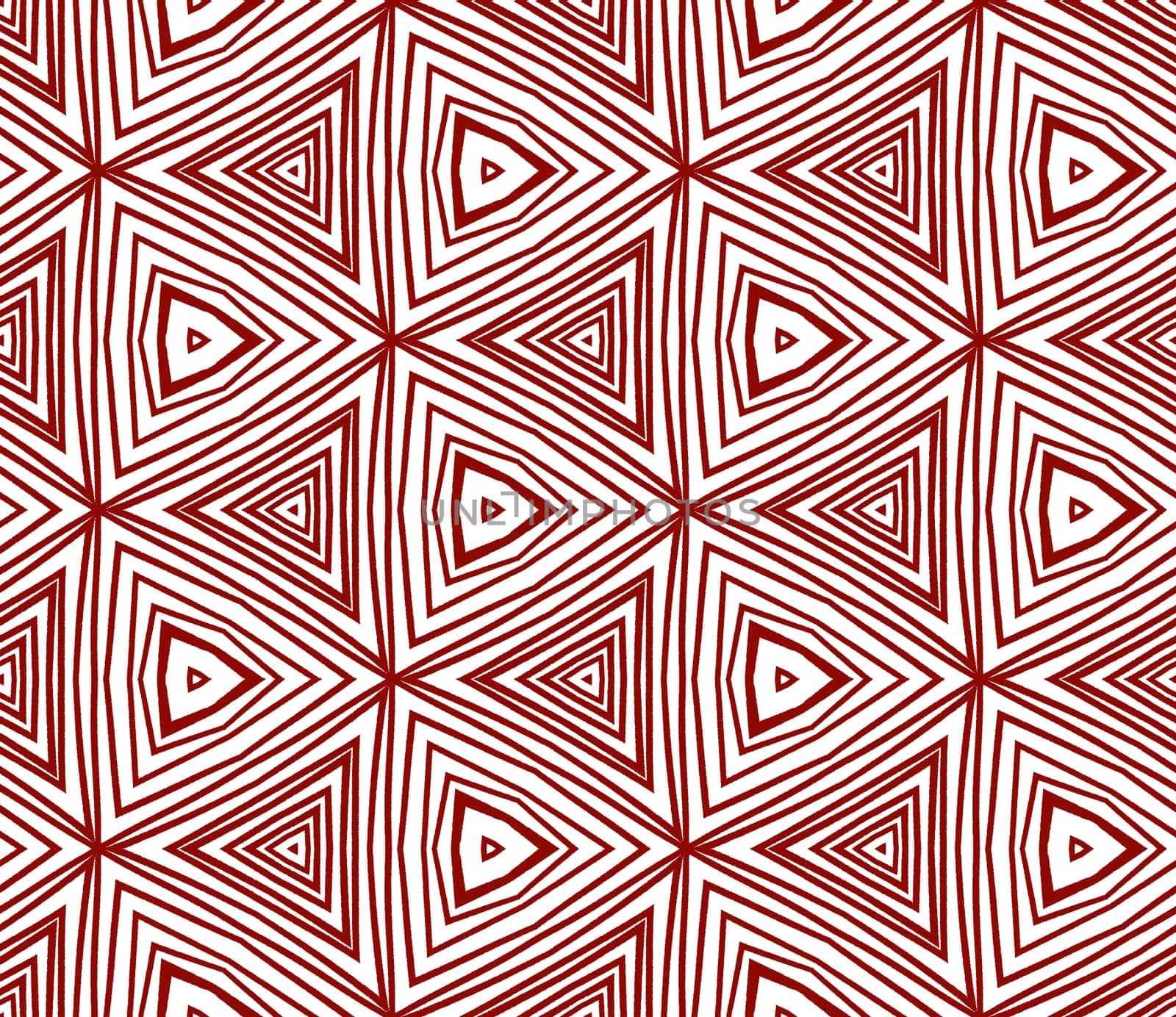 Tiled watercolor pattern. Maroon symmetrical kaleidoscope background. Textile ready authentic print, swimwear fabric, wallpaper, wrapping. Hand painted tiled watercolor seamless.