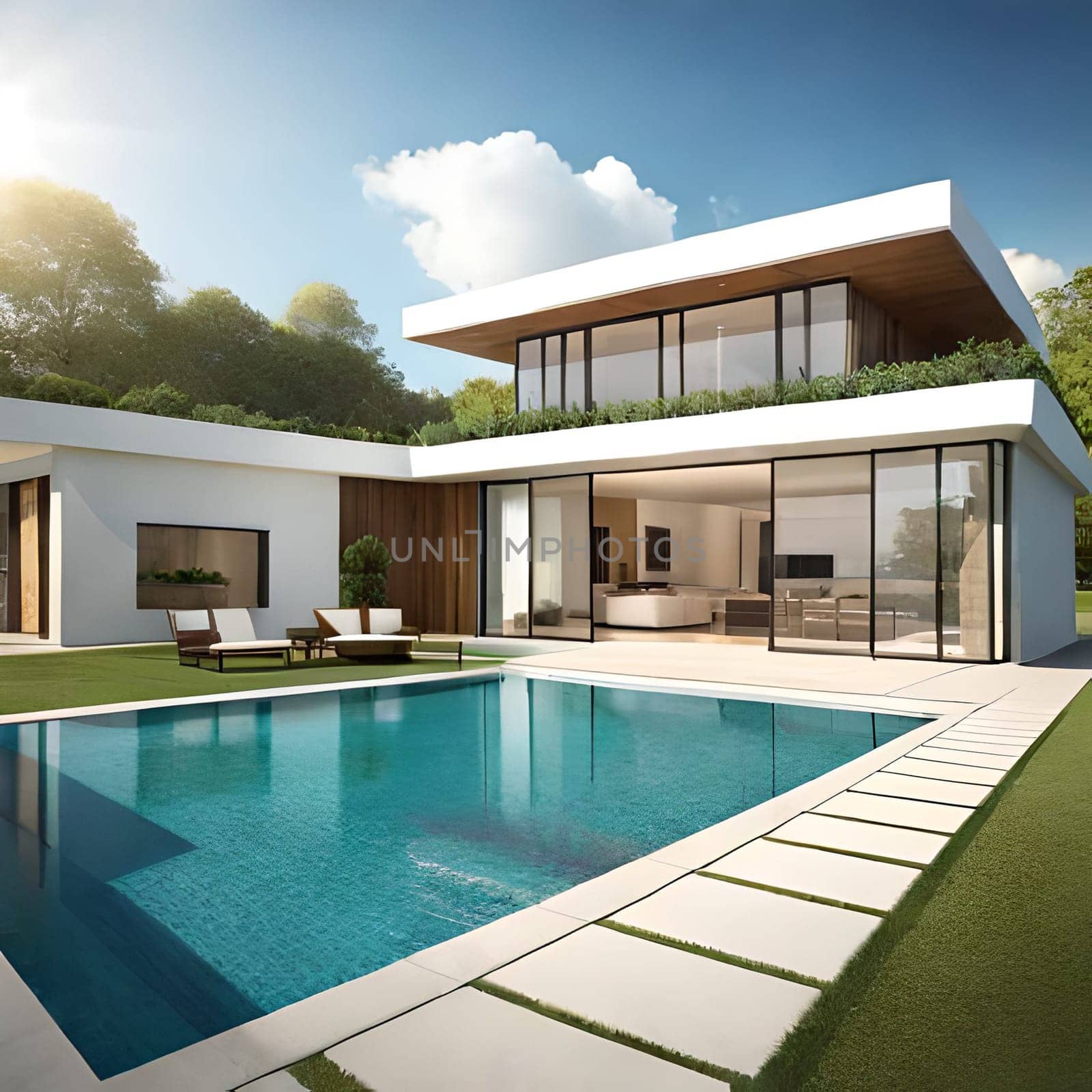 Creative Luxury living Home ,3d render  Picture is AI-generated illustration. by TravelSync27