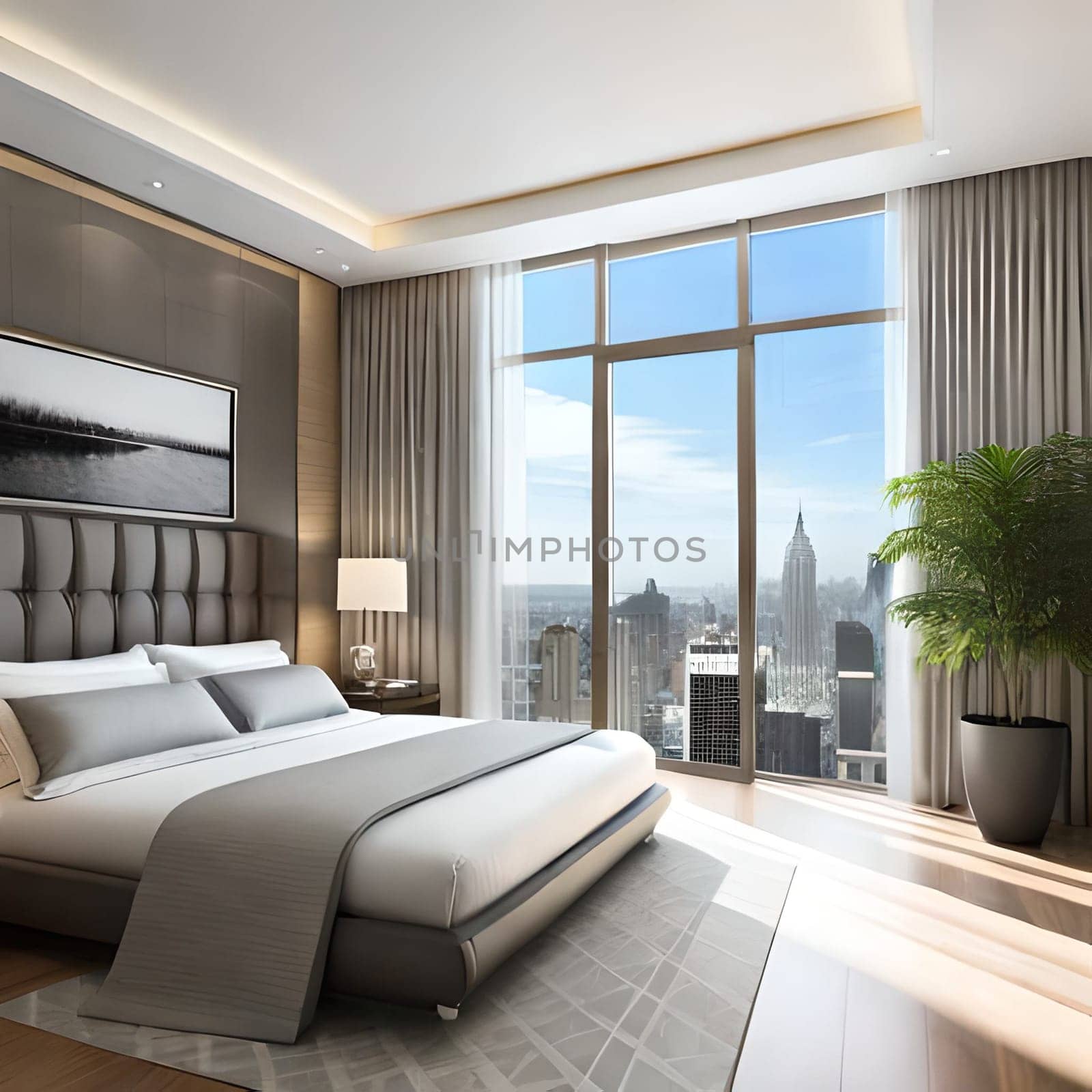 Beautiful  3d rendering of modern  house Picture is AI-generated illustration.