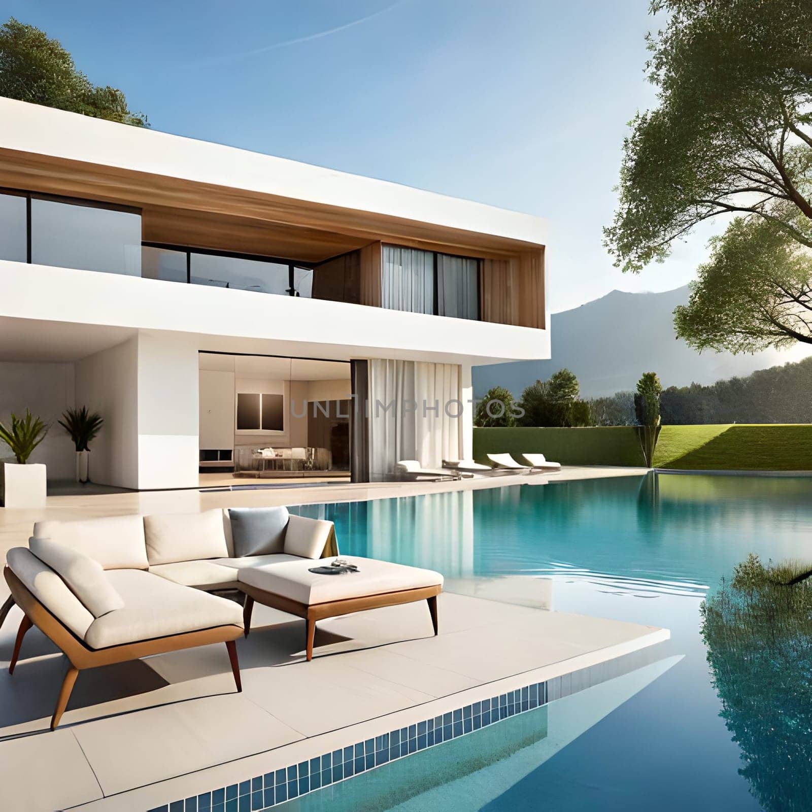 Creative Luxury living Home ,3d render  Picture is AI-generated illustration. by TravelSync27