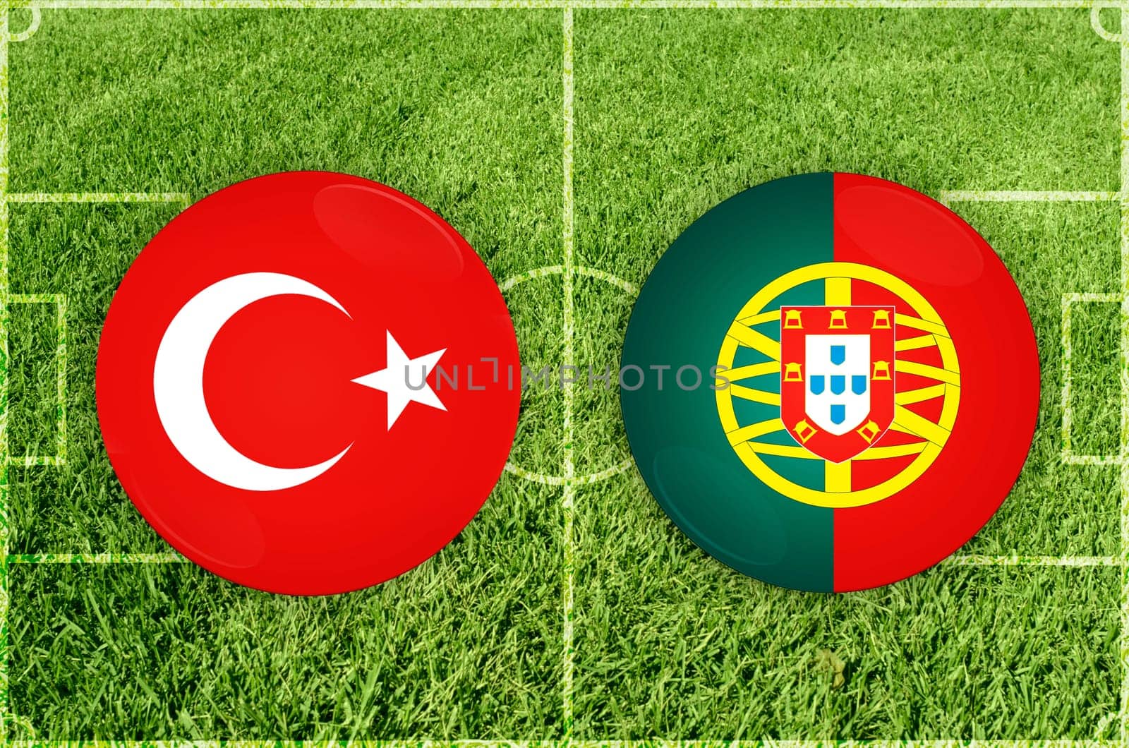 Illustration for Football match Turkey (Turkiye) vs Portugal