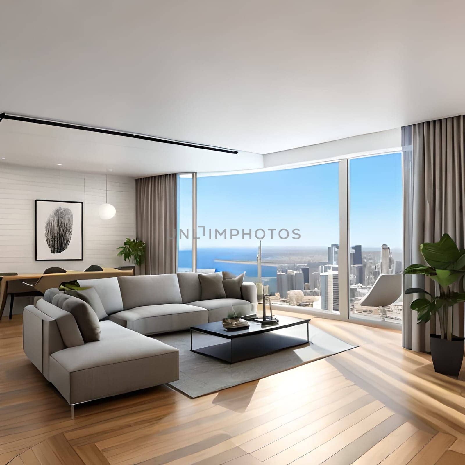 Creative 3d rendering of modern  house Picture is AI-generated illustration.