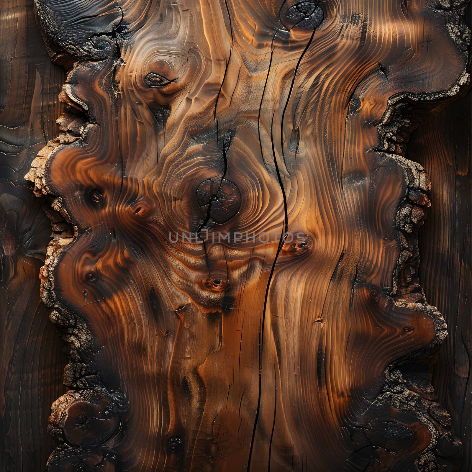 a close up of a piece of wood that looks like a face by Nadtochiy