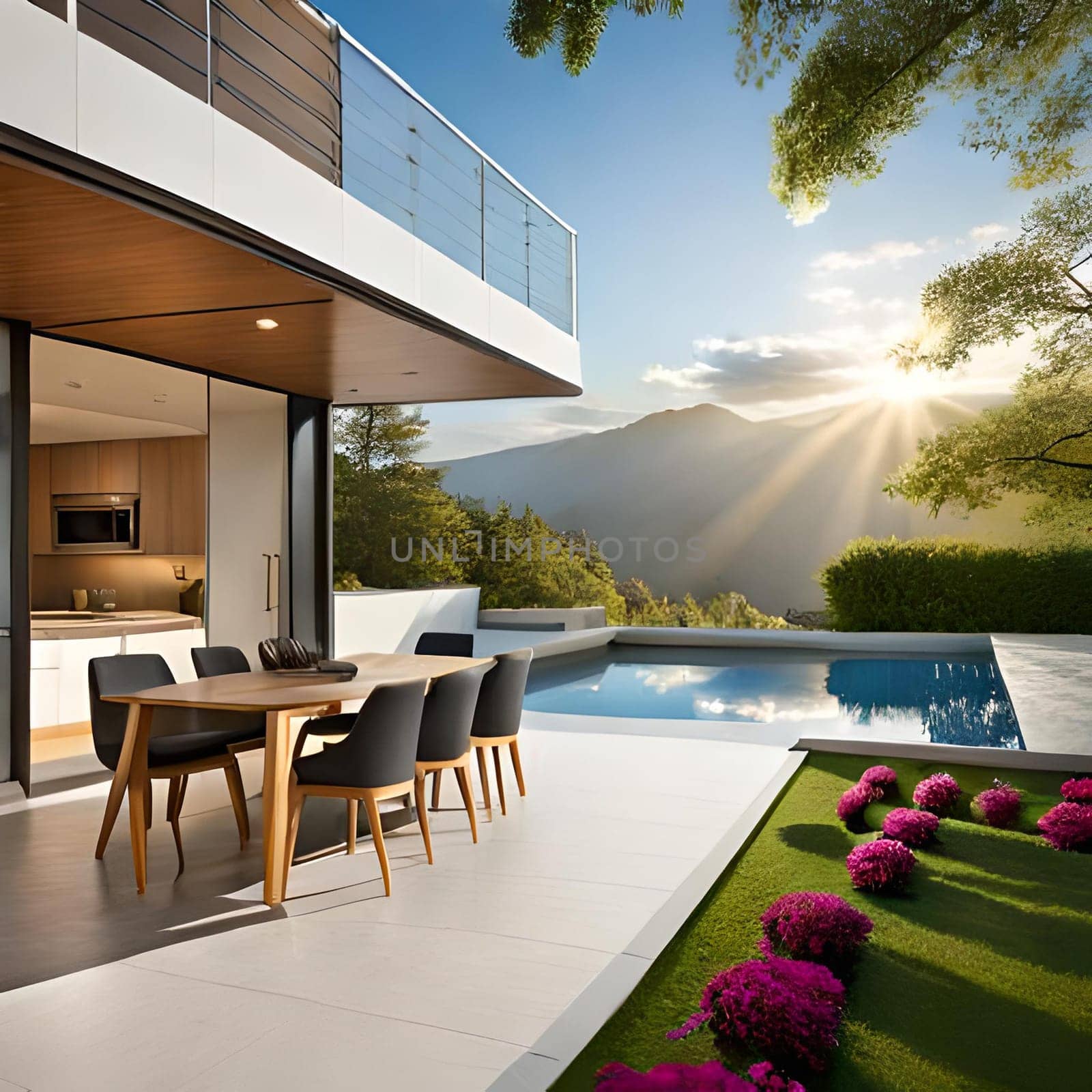 Beautiful Luxury living Home ,3d render  Picture is AI-generated illustration. by TravelSync27