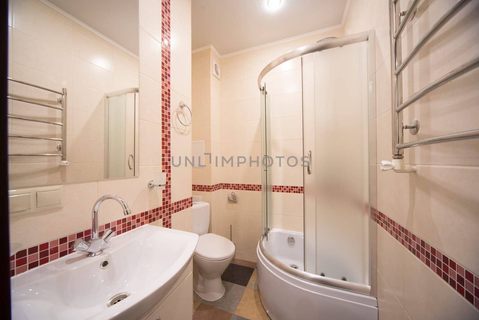 Bright elegant bathroom interior in a luxury house