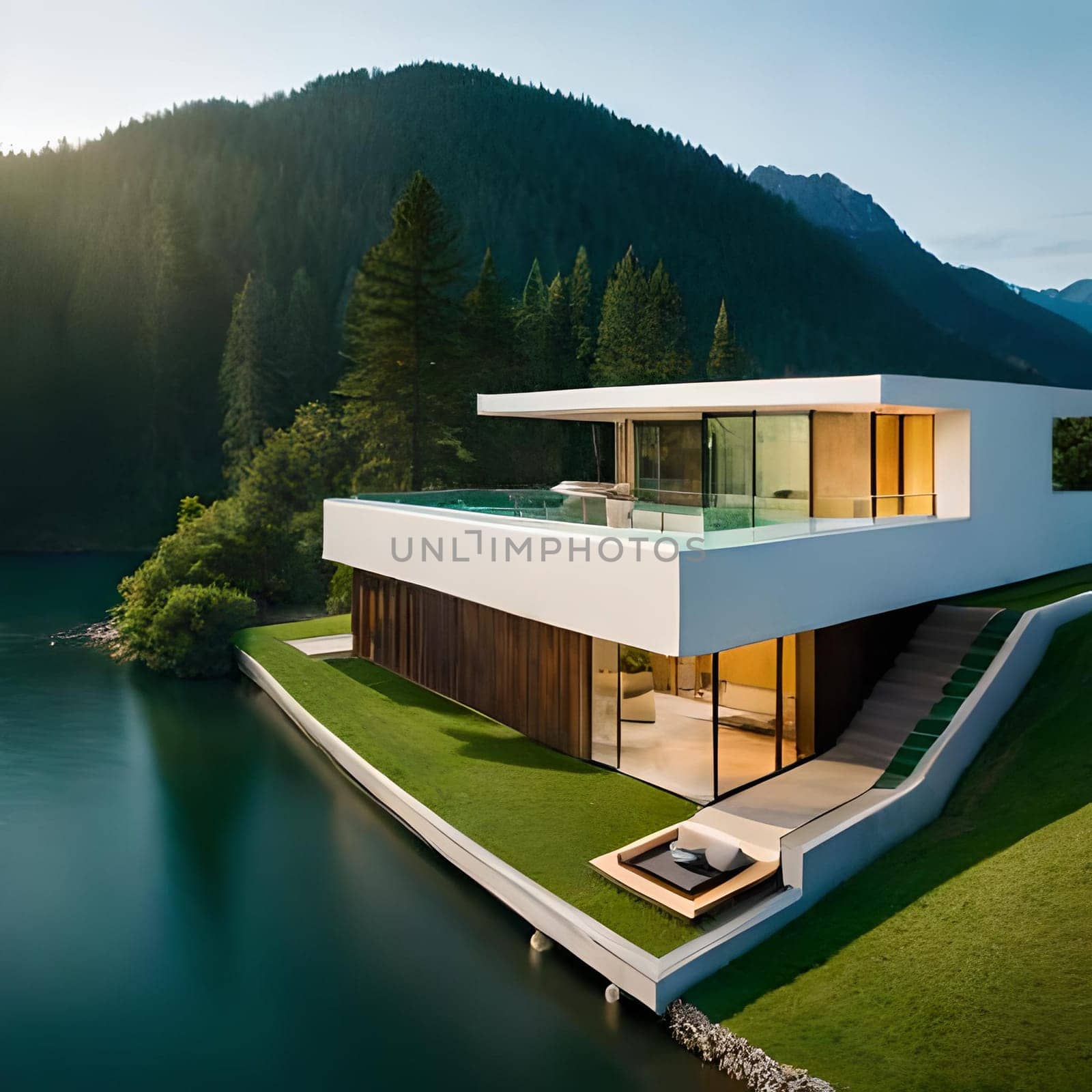 Beautiful Luxury living Home ,3d render  Picture is AI-generated illustration.