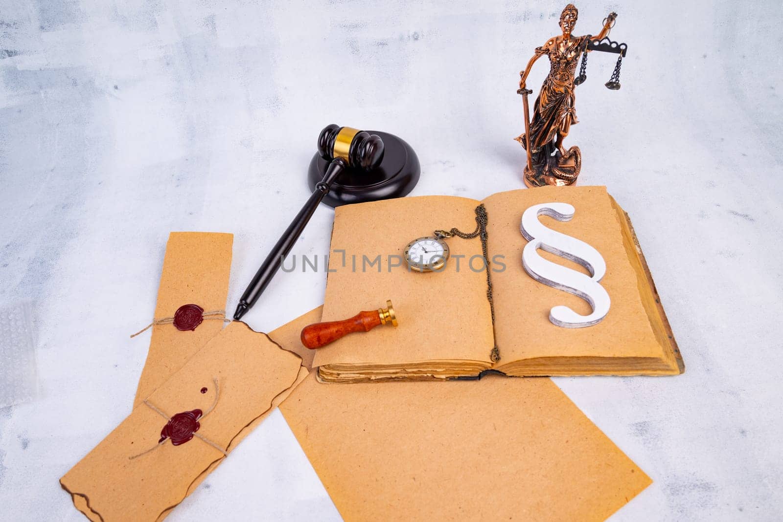 Notary's public pen and stamp on testament and last will. Notary public tools