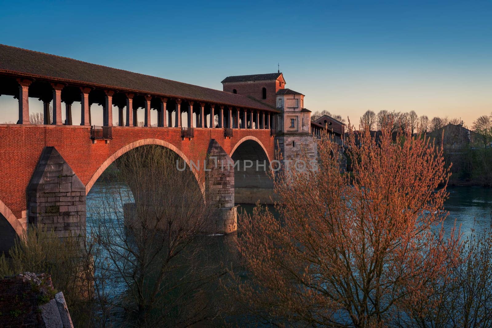 Awesome view of Ponte Coperto Pavia (covered bridge) at sunset by Robertobinetti70