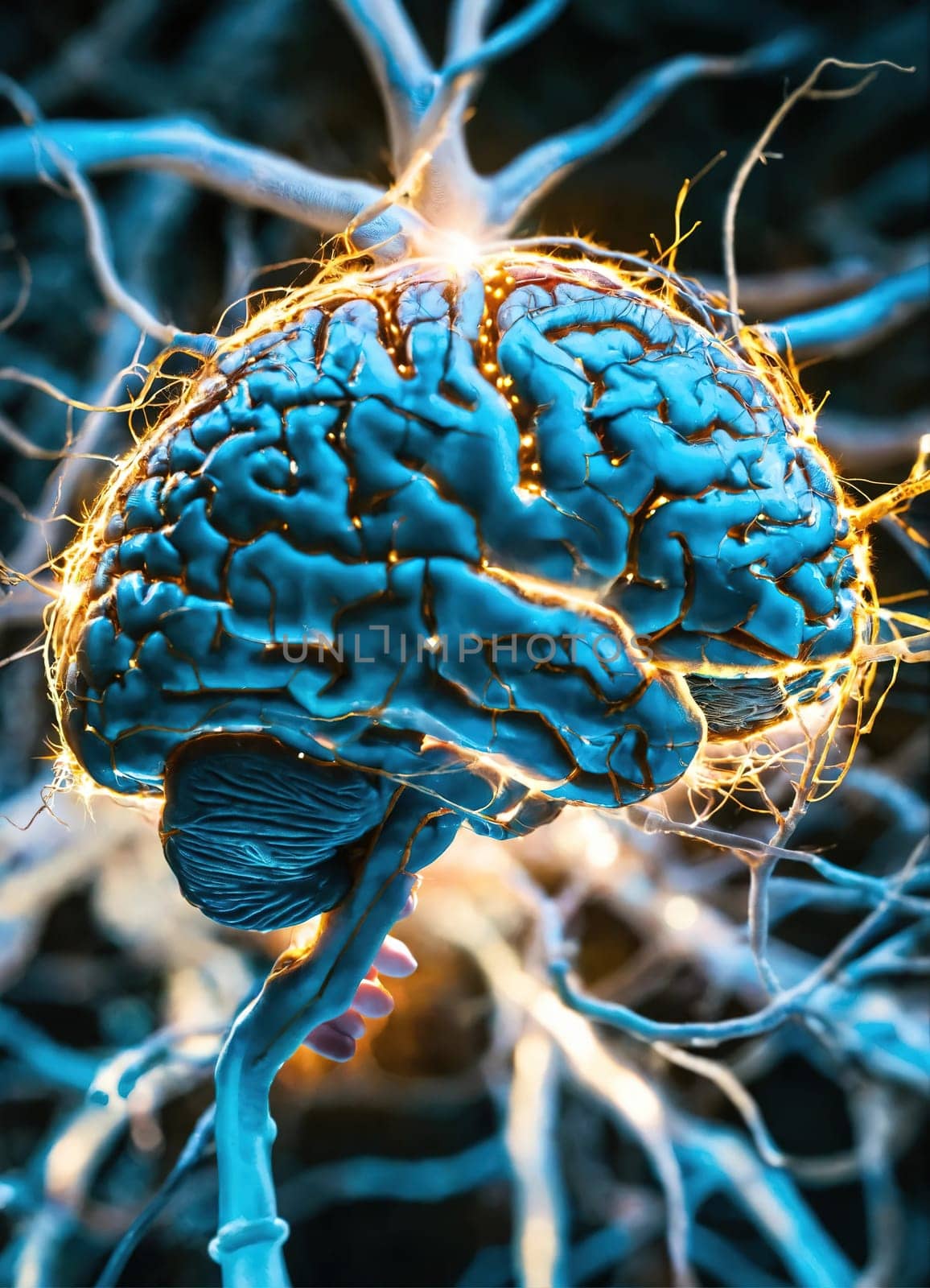 Brain activity, human brain. Thoughts Generative AI. High quality photo