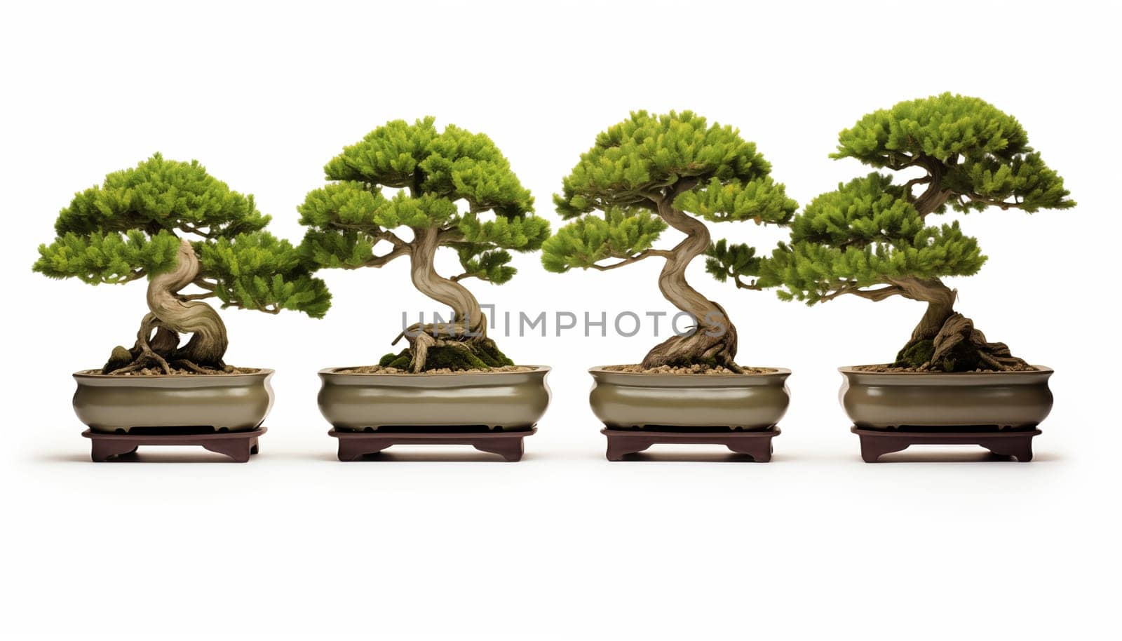 Bonsai trees on white background isolated by Nadtochiy