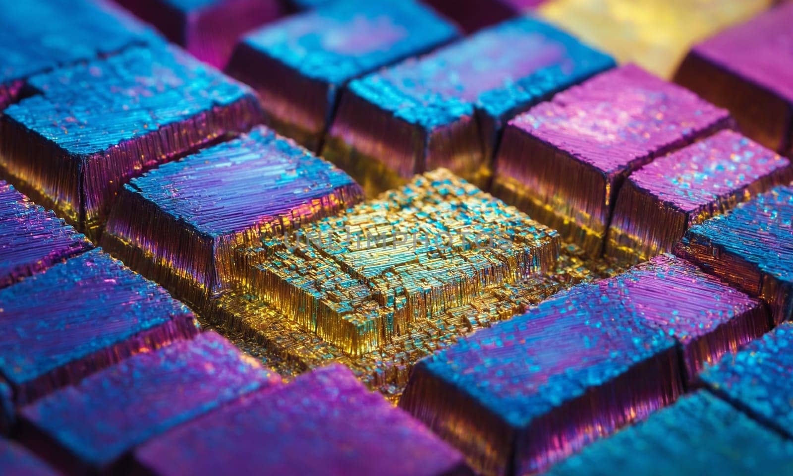 Abstract background of colorful shiny glass cubes. Close-up view