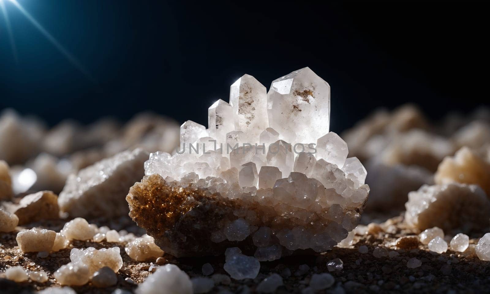 Close-up of a quartz crystal druse on a black background. by Andre1ns