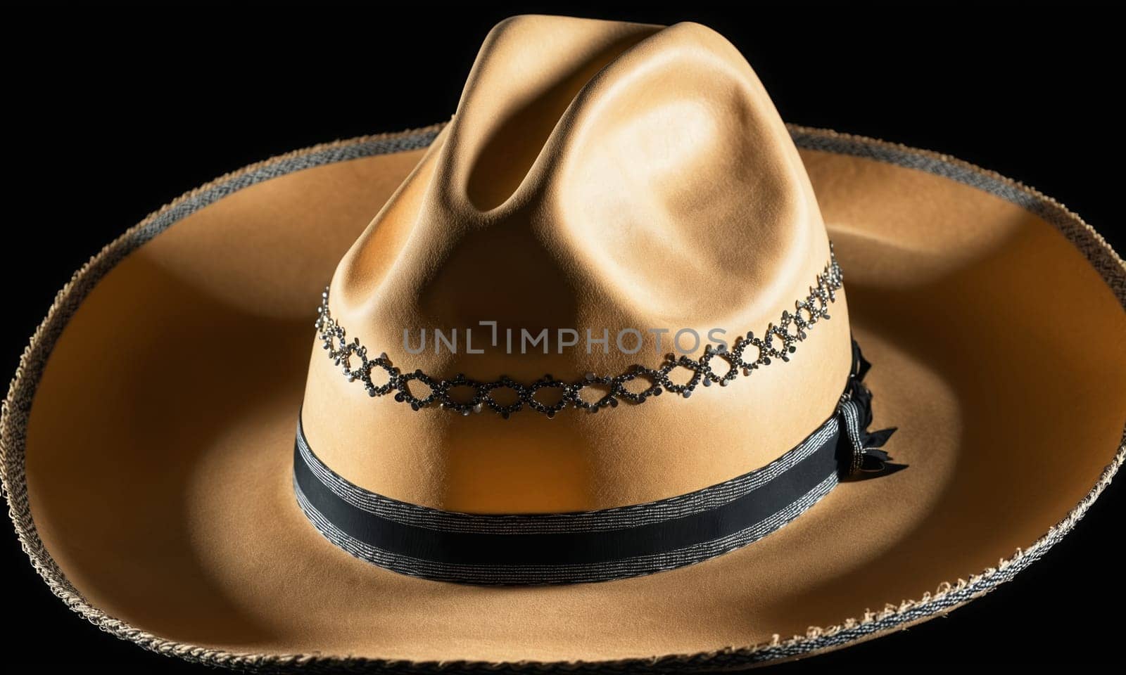 Mexican sombrero hat on a dark background close-up.