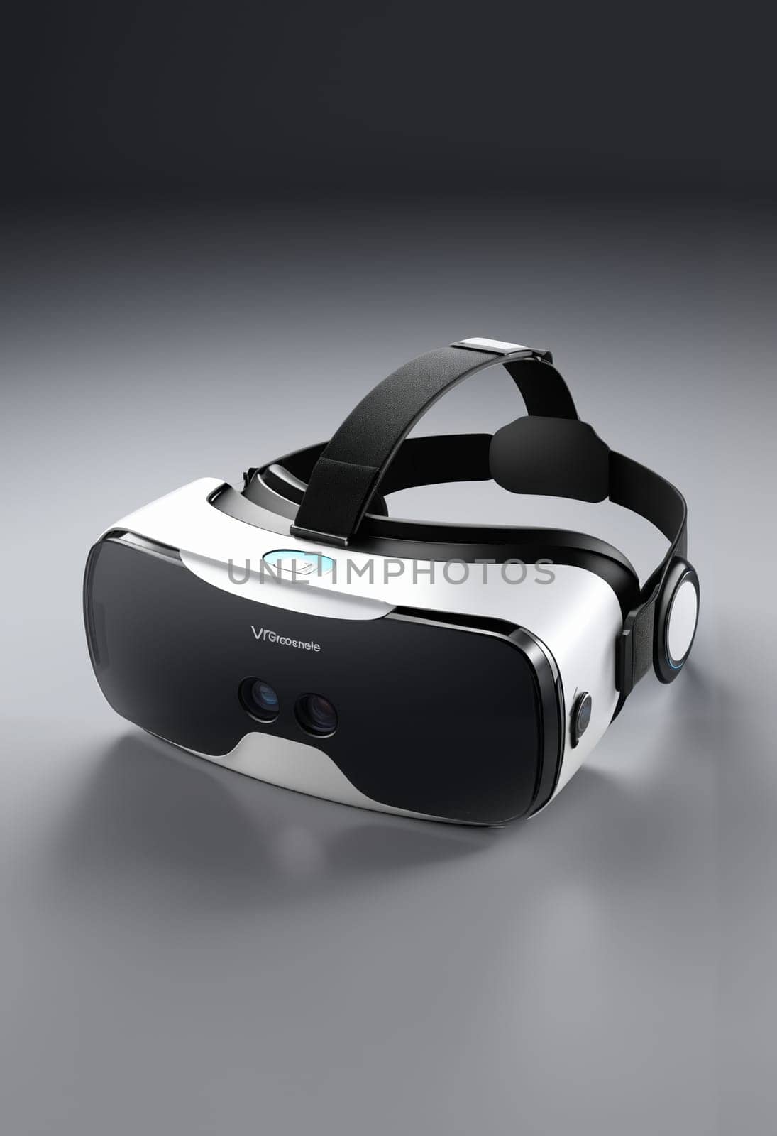 Virtual reality goggles on black background. 3d rendering. Virtual reality headset.