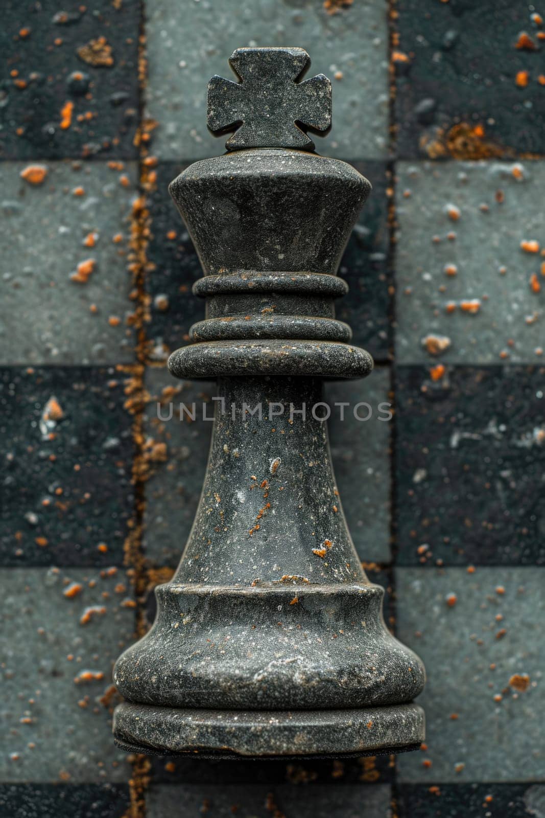 stylish black chess stands on a chessboard. Design work by Lobachad