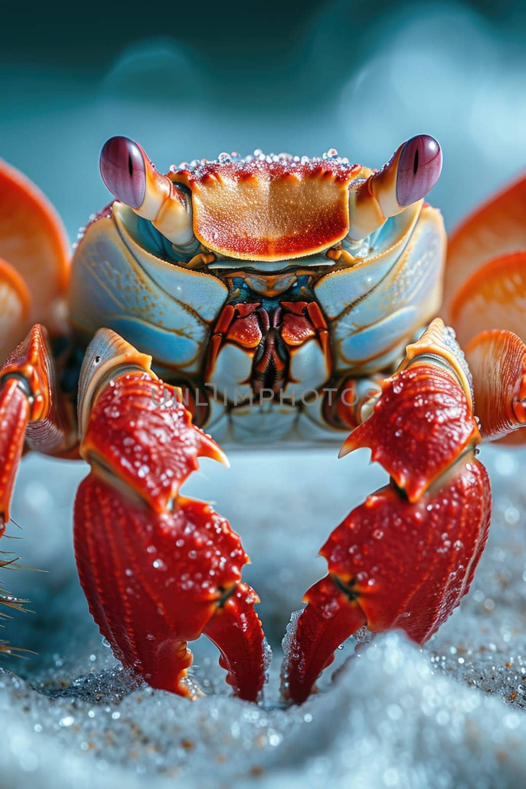 Close-up of a large crab in its natural habitat.