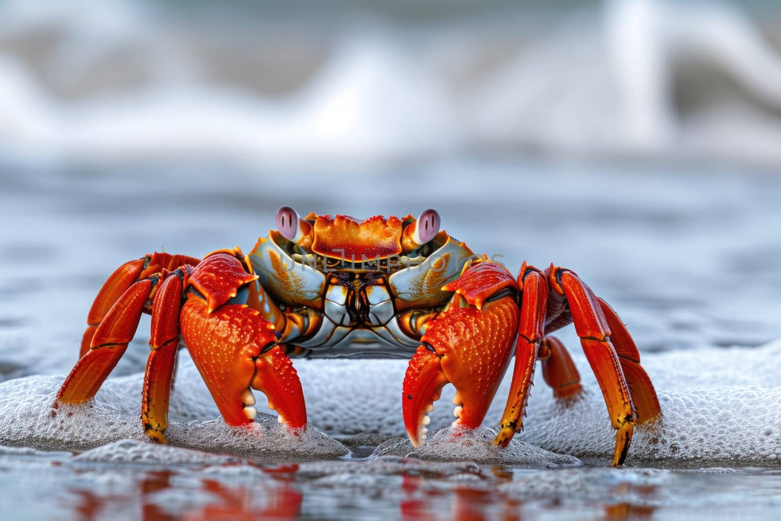 Close-up of a large crab in its natural habitat.