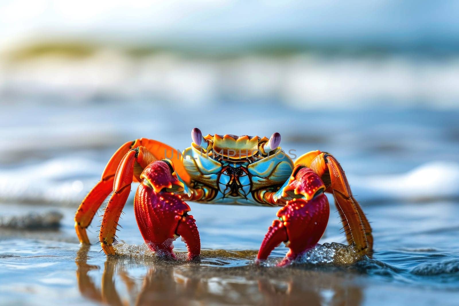 Close-up of a large crab in its natural habitat.