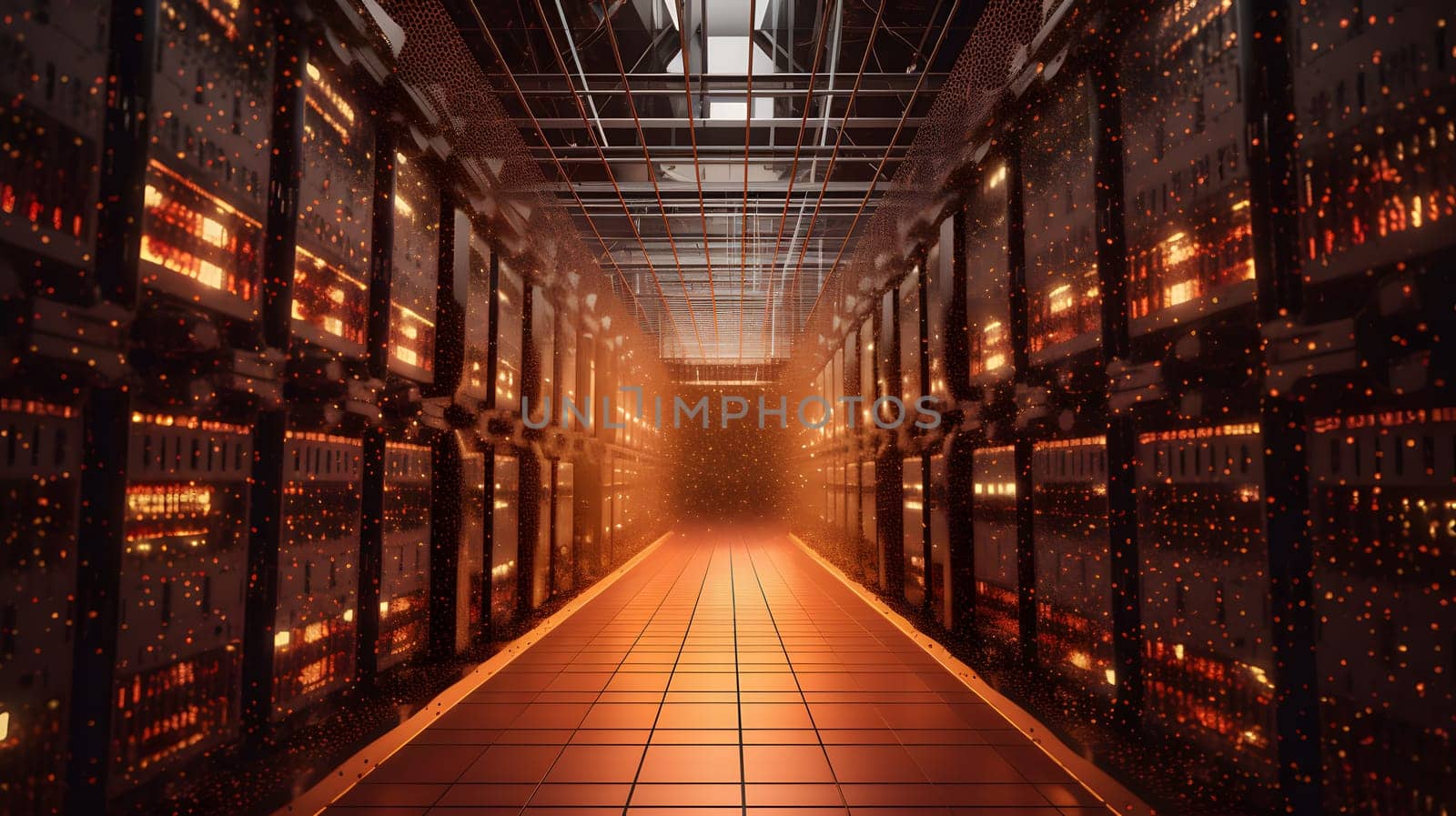 glowing beautiful data center for cloud computing, generative ai. High quality photo