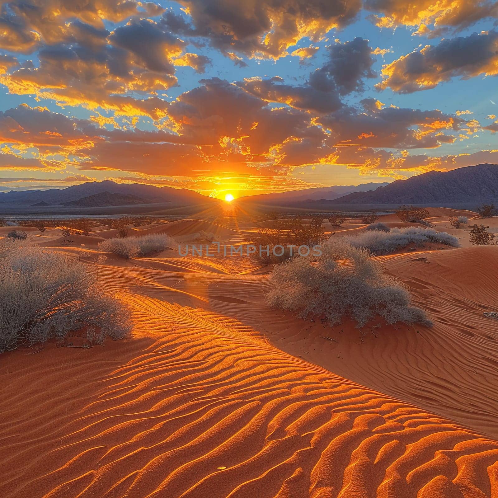 Patterns in the sand dunes under a setting sun by Benzoix